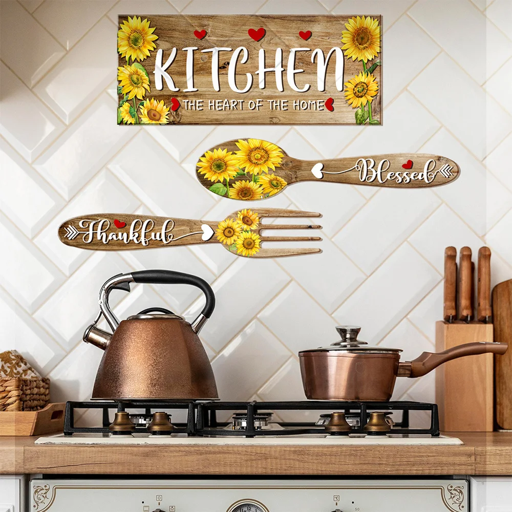 2Pcs Wall Stickers PVC Material for Kitchen Decor Sunflower Theme Self-Adhesive Wallpaper Waterproof Home Wall Decals Local