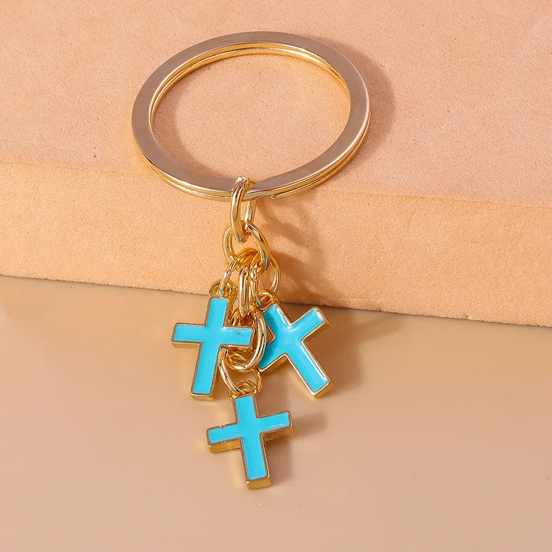 20pcs Cross Keychain Jesus Key Ring Religious Beliefs Key Chains For Women Men Car Hanging Punk Simple Jewelry Handmade Gifts