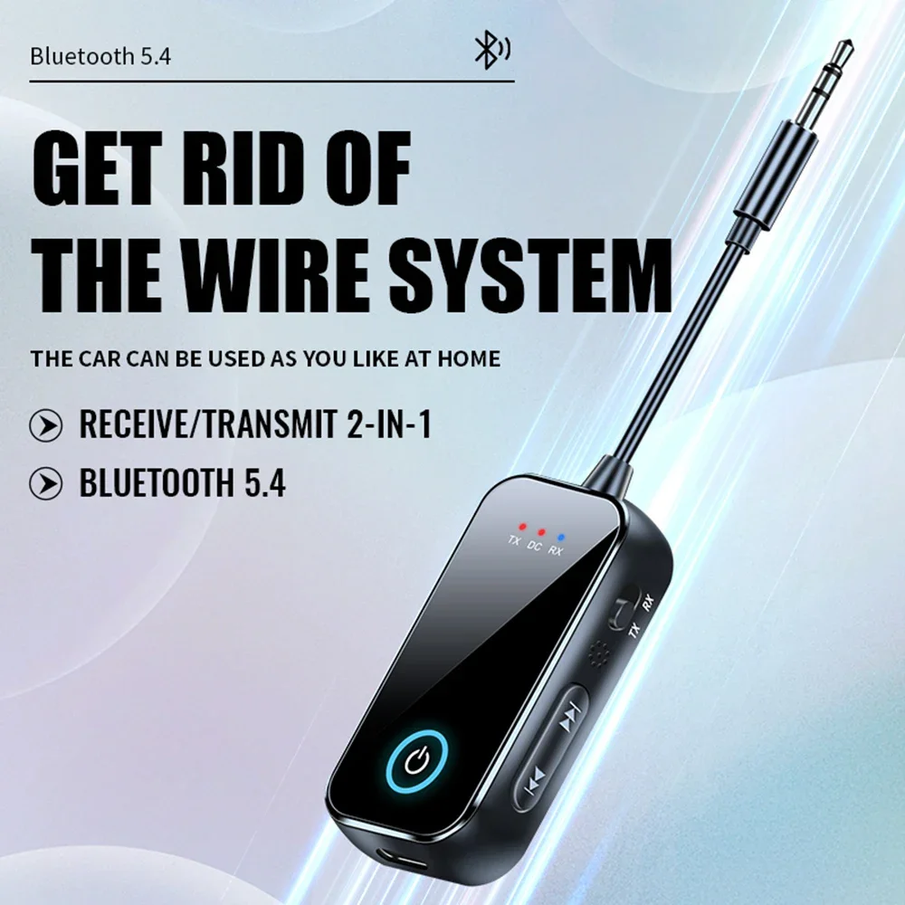 Bluetooth-совместимый передатчик, адаптер 5.4, 2 в 1, 3,5 мм, Aux, аудиоадаптер с низкой задержкой для 2 наушников, беспроводной BT-приемник