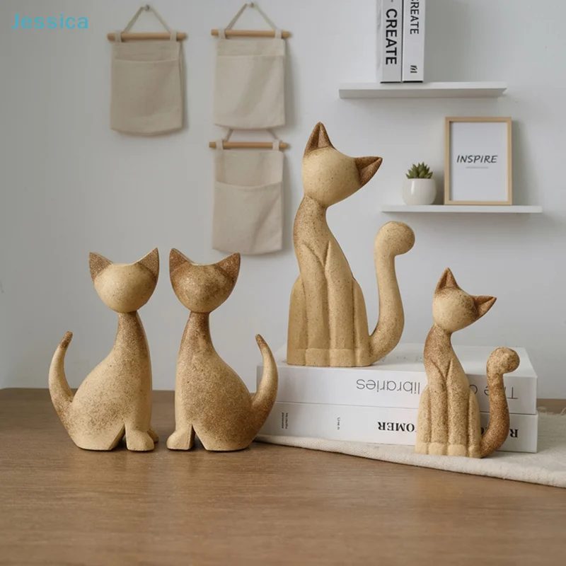 ♥Animal Room Decor Horse Rabbit Cat Giraffe Wooden Sculptures DIY Painted Materials Craft  Decor Handmade Figurine Gifts