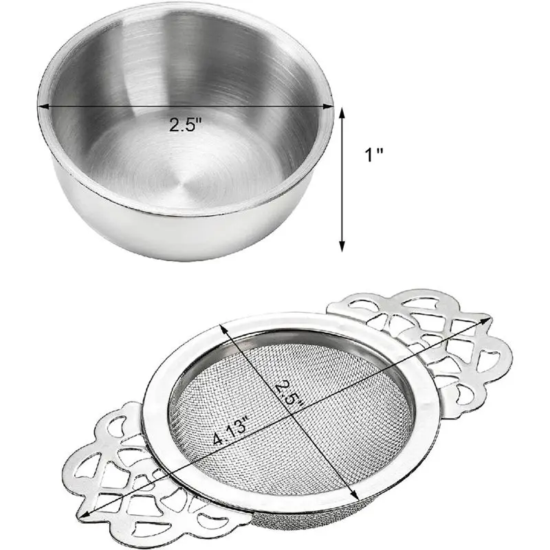 B-est 6Pack Tea Strainers with Drip Bowl,2.5 Inch Tea Filters for Loose Leaf Tea, Stainless Steel Mesh Tea Infuser with Handle