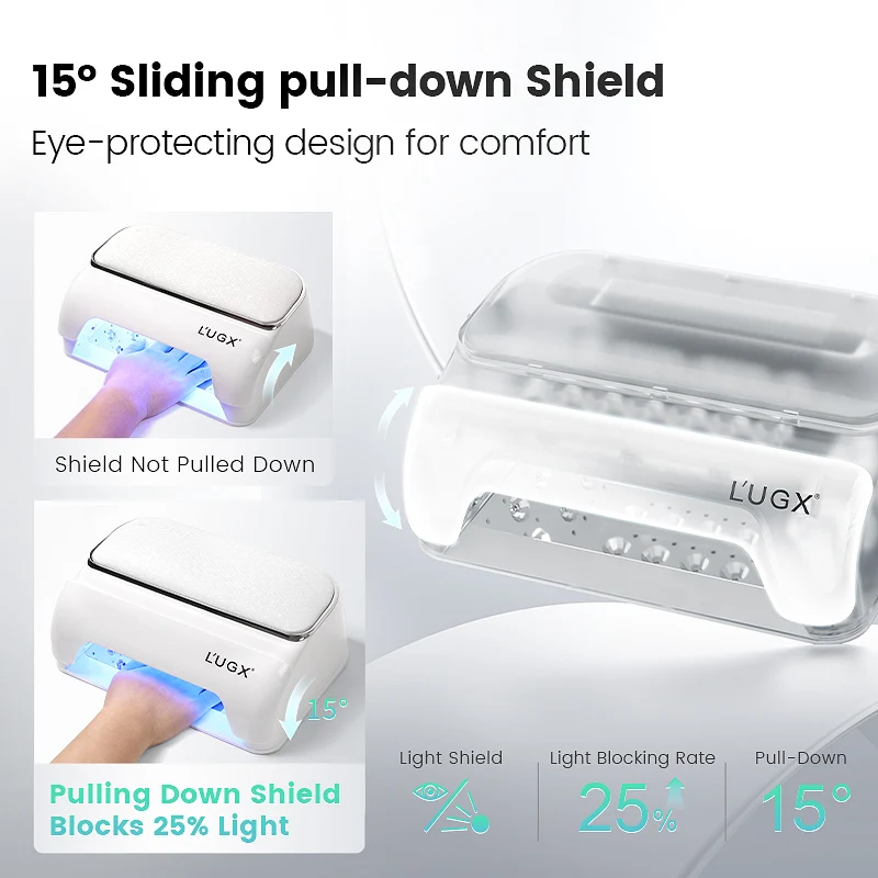 L'UGX LG802 Plug-in Nail Lamp 56W UV LED Gel Nail Dryer 15° Eye Protection Cover Detachable Hand Rest Professional Manicure Pedi
