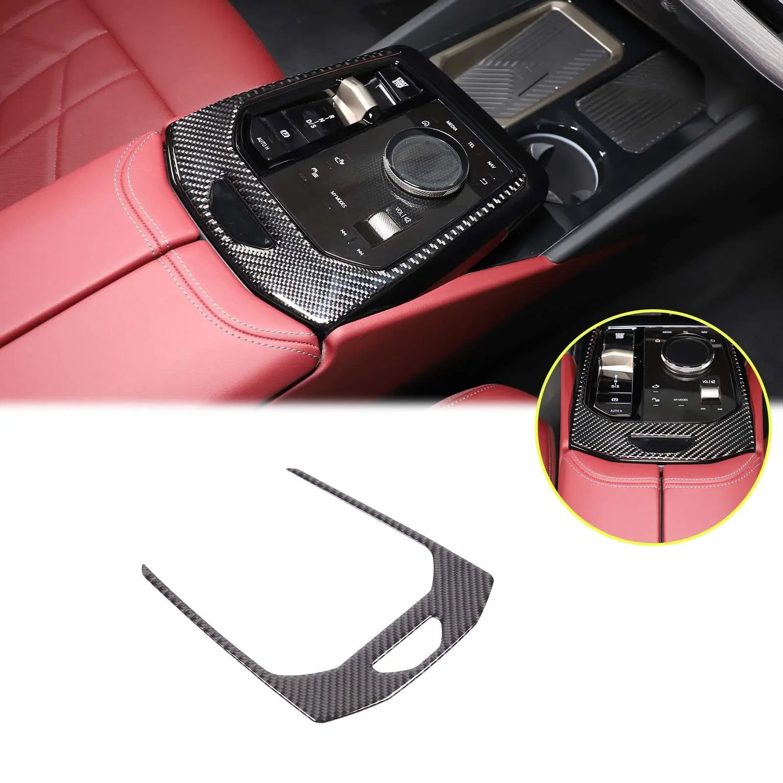 

For BMW 5 Series G60 2024+ Soft Carbon Fiber Car Center Control Gear Panel Frame Sticker Car Interior Accessories