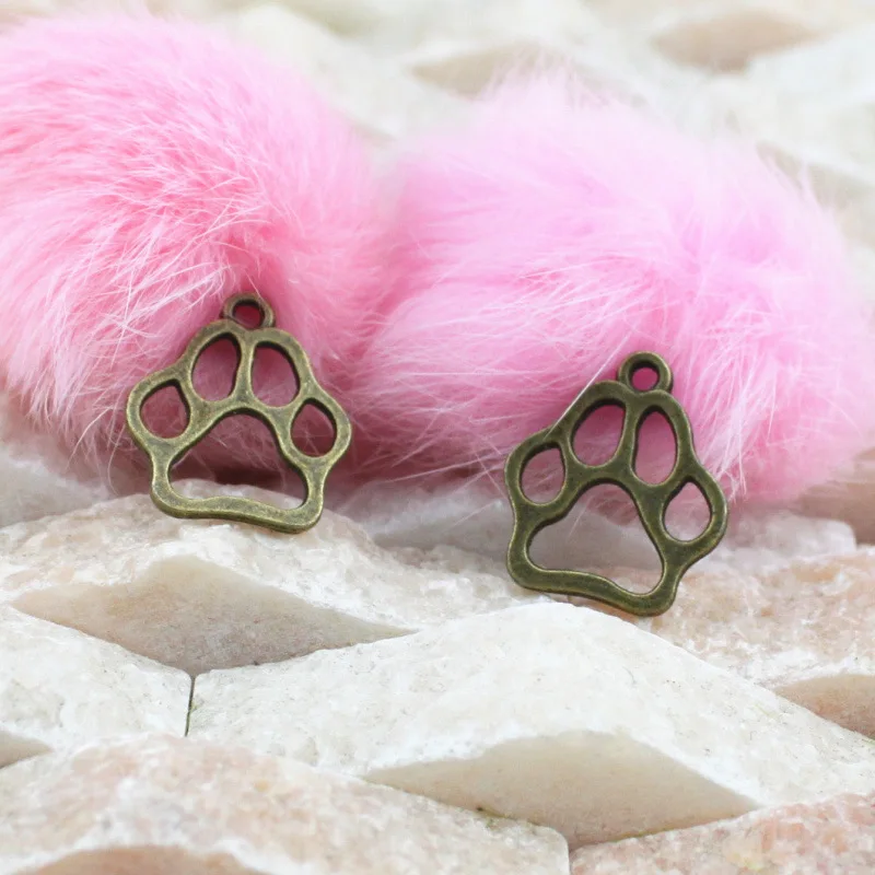 20Pcs Cute Cat/Dog Footprint Charms Pendant 20x17mm Antique Silver Plated DIY Jewelry Making Accessories Findings for Necklace