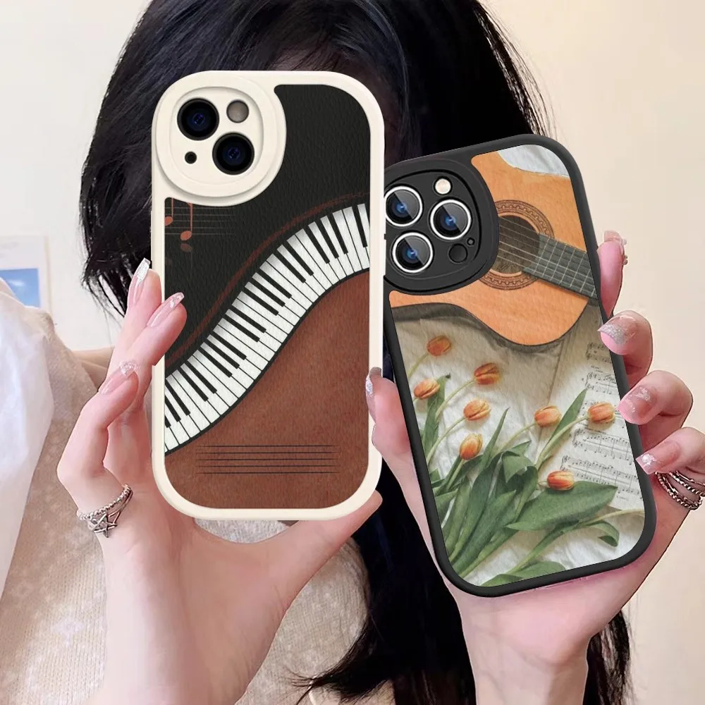 Music Instrument Guitar Piano Phone Case Hard Leather For iPhone 14 13 12 Mini 11 14 Pro Max Xs X Xr 7 8 Plus Fundas