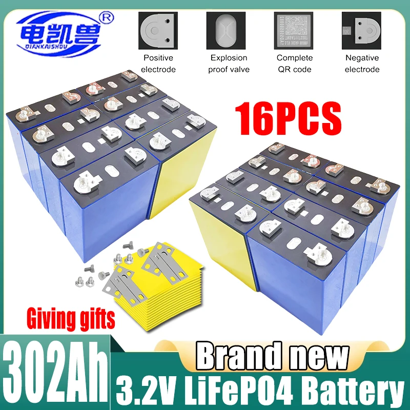 

16PCS 3.2v 302ah 2024 Brand new A-grade DIY 12V 24V 48V LiFePO4 battery electric scooter RV lithium iron phosphate solar storage