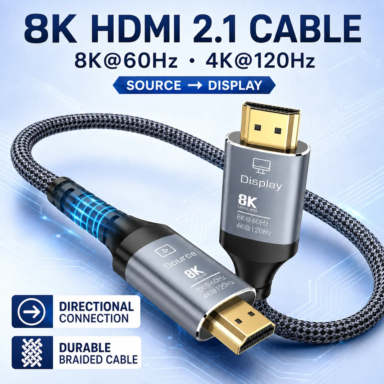 8K Fiber Optic HDMI Cable 8K60Hz 4K120 HDMI 2.1 Cable  Dynamic HDR/eARC/HDCP 2.3 Compatible with LG Samsung Sony PS5