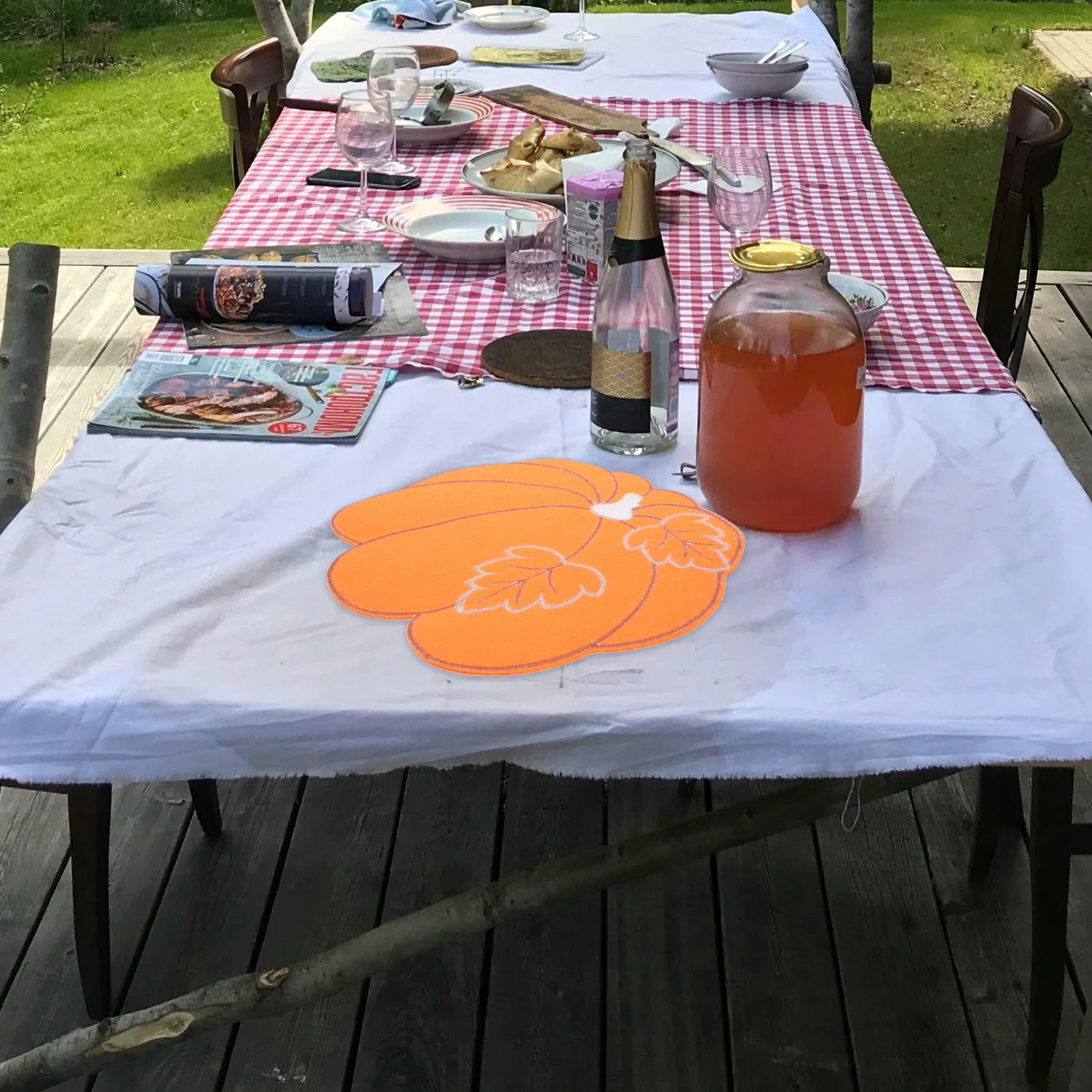 

4 Pcs Placemats 30x30cm Orange Fall Dinner Pad Halloween Insulated Table Decor Reusable Kitchen Halloween Placemats Mat
