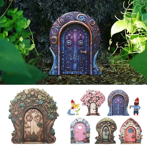 Fairy Door Wooden Mini Elf Fairy Door Fairy Garden Art Doors Garden Miniatures Ornaments For Fairy Home Tree Indoor Or Outdoor