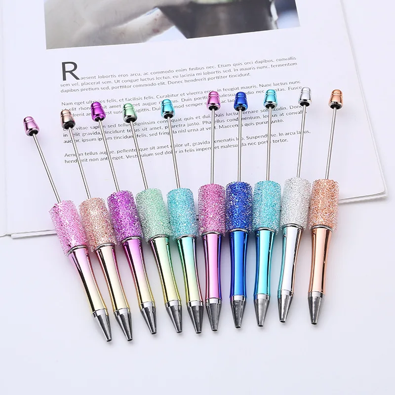 10PCS Kreative Glitter Diamant Stift DIY Perlen Stift Großhandel Handgemachte BeadablePen Kugelschreiber Student Schule Büro Geschenk
