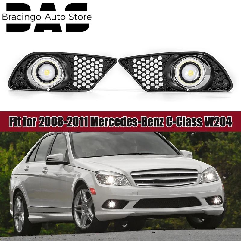 Bracingo Fog Light Assembly LED Lamp Fog Light Frame Suit Car  Fit For Mercedes Benz C Class W204 AMG 2008-2011 Pre-Facelift