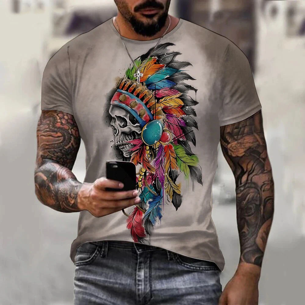 Summer Indians 3D Print T-Shirts Streetwear Men Women Fashion Oversized Short Sleeve T Shirt O-Neck Kids Tees Tops Clothing