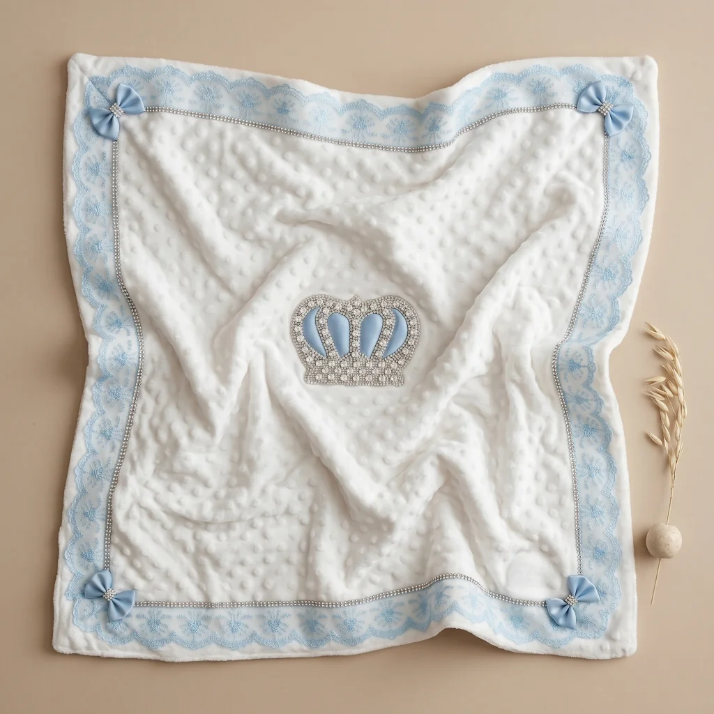 regal-rhinestone-crown-minky-dot-baby-blanket-french-lace-bow-newborn-soft-cuddle-receiving-blanket-plush-prestige