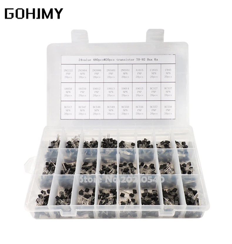 840PCS 24Werte TO-92 Transistor Sortiment Kit BC327 BC337 BC547 2N2222 3904 3906 C945 Transistoren Pack