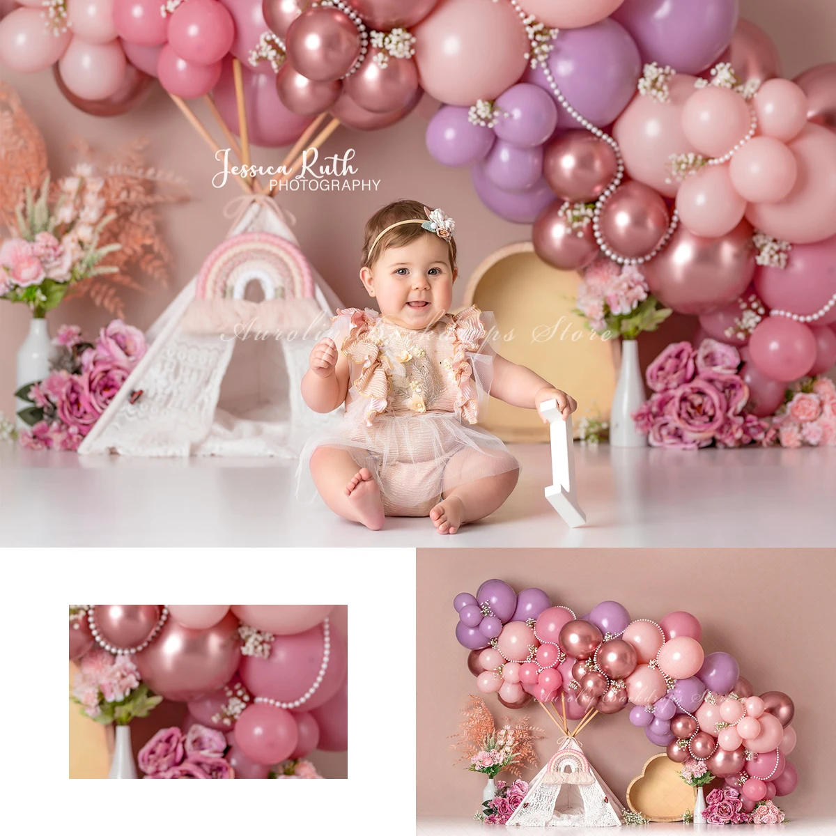 

Floral Dream Backgrounds Cake Smash Kids Adult Photography Props Child Baby Decors Balloon Arch Bohemian Garden Photo Backdrops