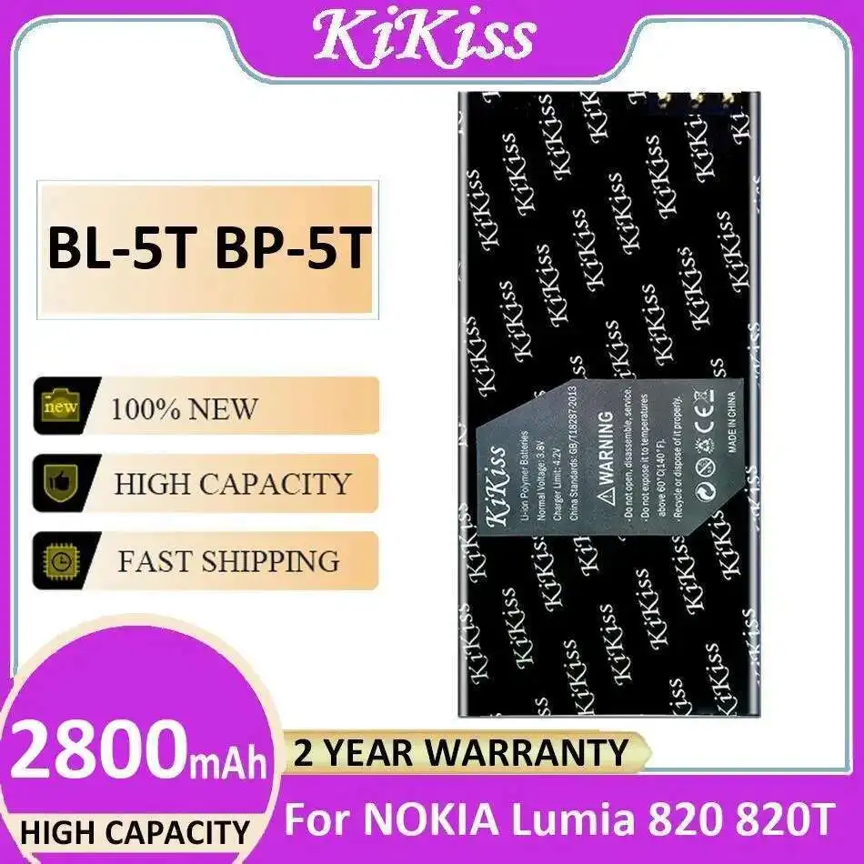 

2800Mah For Nokia Lumia 820 820T BP-5T BL-5T BL 5T BP Long-Lasting Performance Mobile Phone Battery Reliable Replacement
