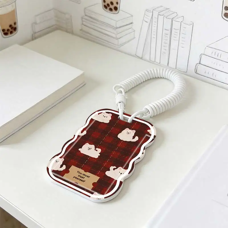 Card Sleeve for Stretchable Spring Cord Student Bus/Meal Card Protection Case Kpop Photocard Holder Photo Protector