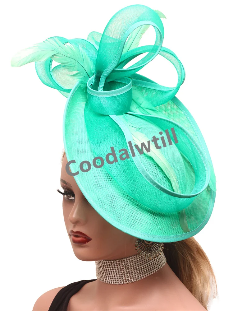 

Marron Church Fascinator Hat Women Wedding Fashion Headpiece Ladies Occasion Derby Feather Hat For Party Dinner Millinery Caps