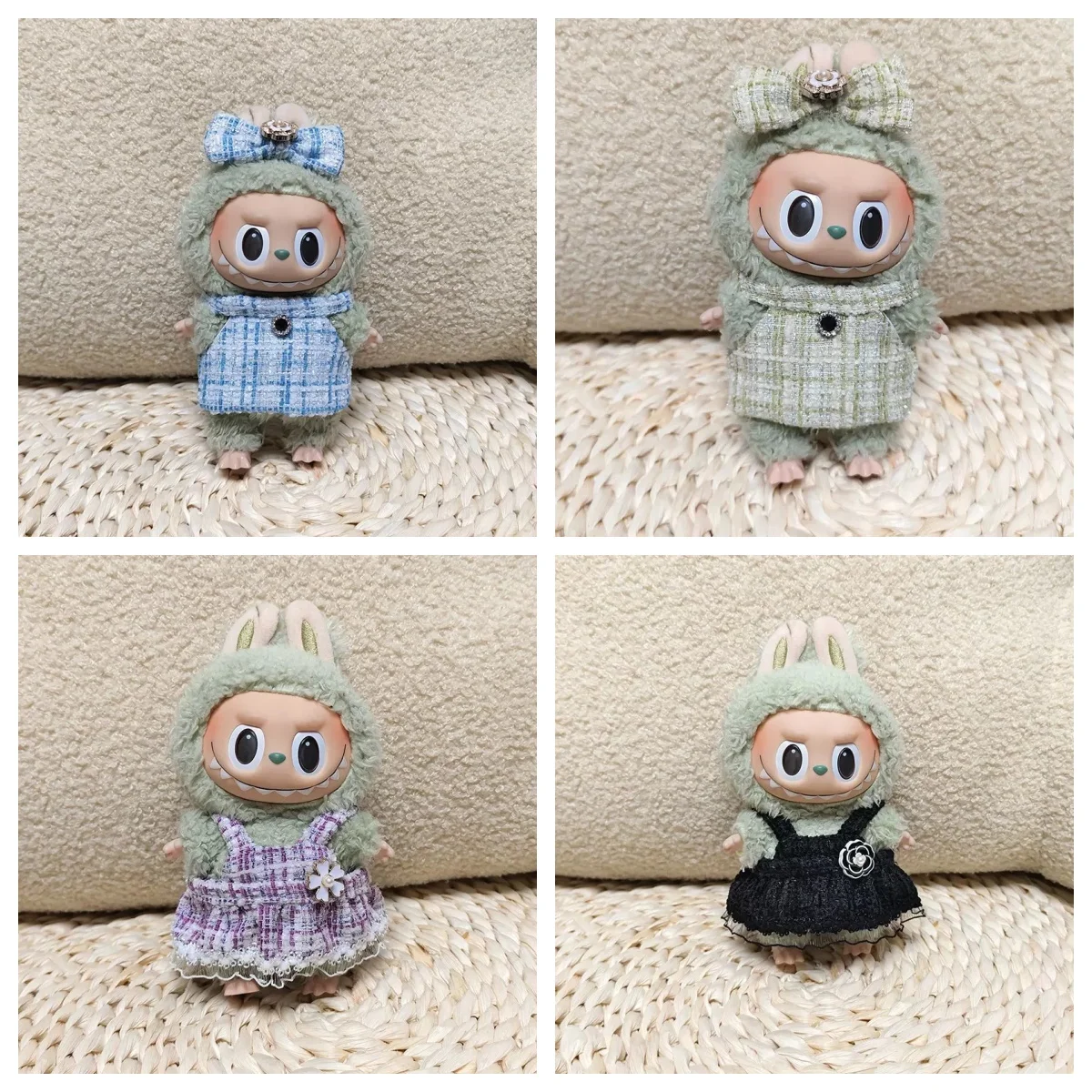 

Для 17 см мини-куклы Labubu, роскошный комплект одежды, повязка на голову с бантом, платье, наряд 3,0, кукла Labubu, украшения для сидения, аксессуары для вечеринки