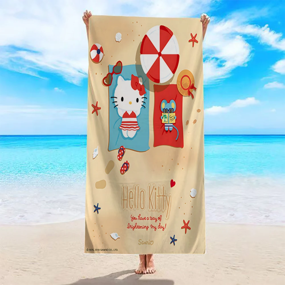 

Hello Kitty Beach Towel by the PoolMicrofiber terry bath towels for yoga, travel, swimming, fitness and camping