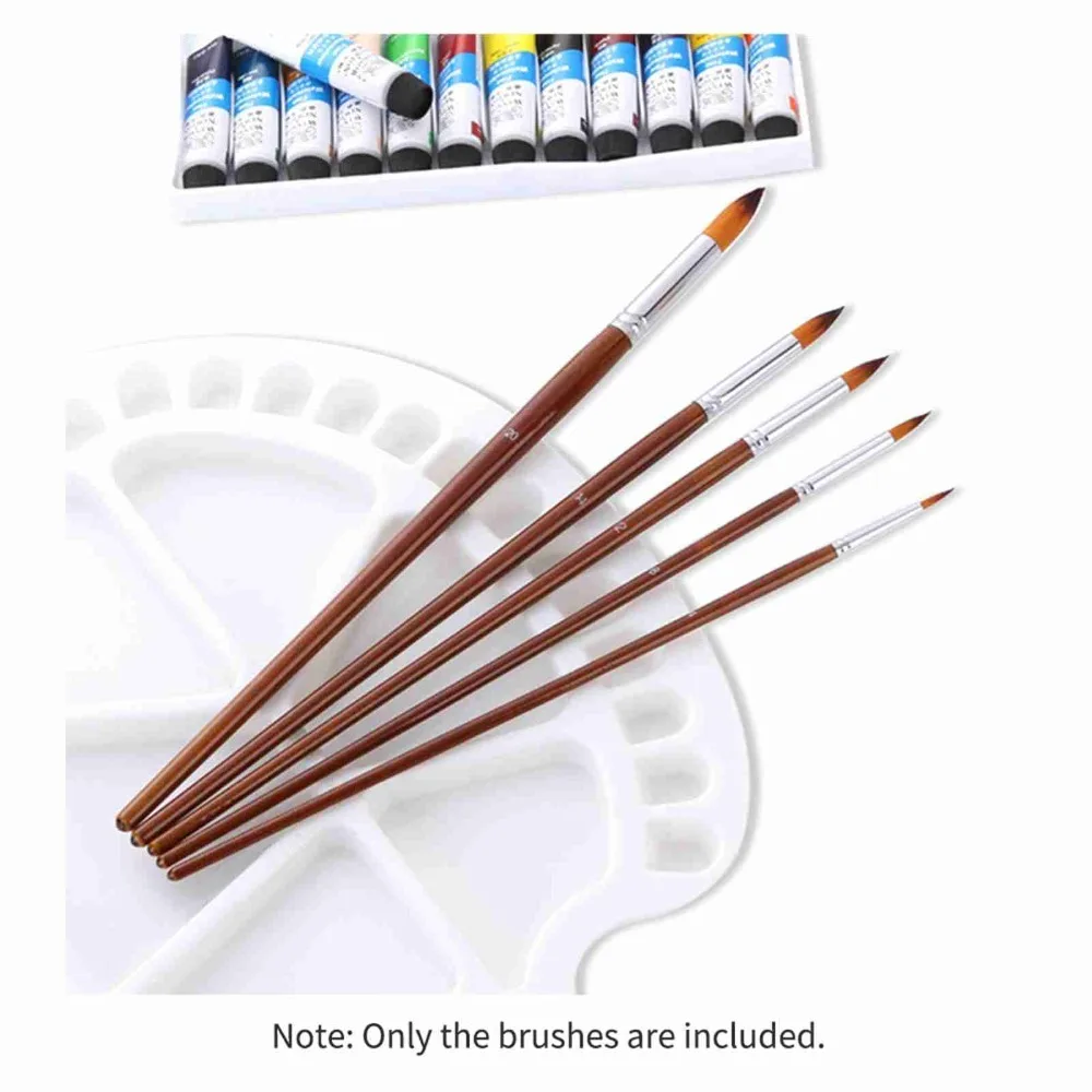 Multipurpose Wooden Paint Brushes Set Synthetic Hair Round Tip Art Paint Brushes Multi-purpose Nylon Paintbrush Watercolor