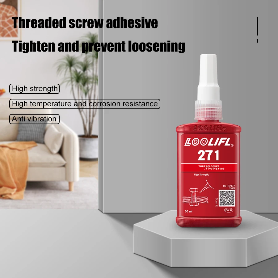 LOOLIFL 271 50 مللي لاصق لولبي لاصق لاهوائي مضاد للفضفاض ومضاد للانزلاق مانع التسرب Threadlocker مانع للتسرب مانع للانزلاق