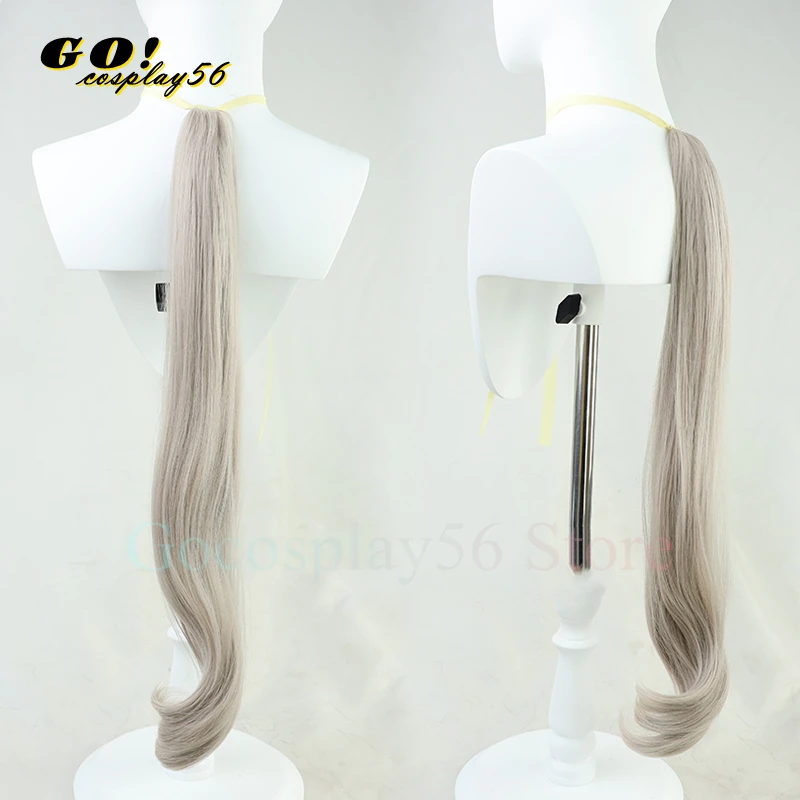 Derby Curly Chan Cosplay Wig com cauda de orelhas para mulheres, cabelo curto, dramatização de Idol, meninas, cinza, verde, novo