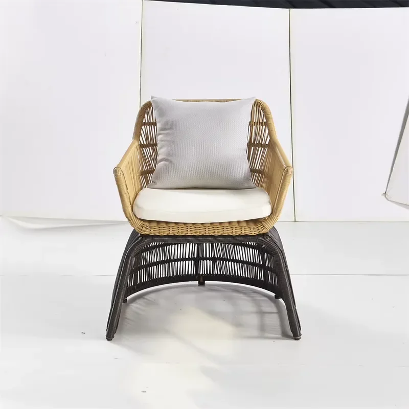 Deluxe European Style Single Garden Chair Balcony Rattan High Back Outdoor Patio Furniture Seat