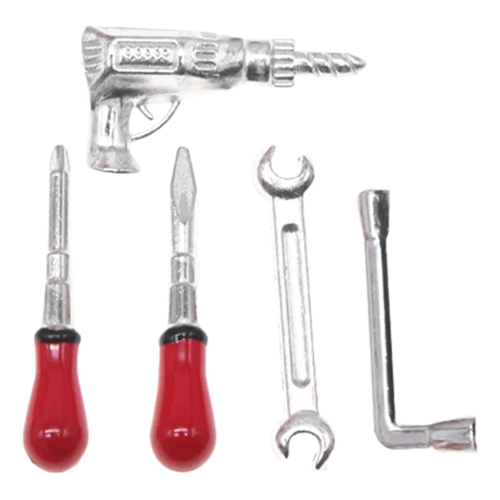 

5 Pcs Children's Toy Tools Mini Drill Screwdriver Wrench Set Dollhouse Repair Kit 1 12 Miniature Simulation Tools Pretend Play