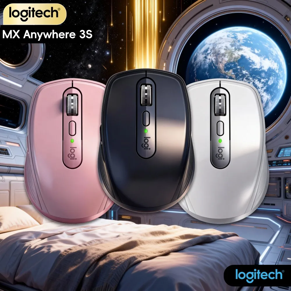 Logitech MX Anywhere 3S Wireless Mouse - 8K DPI Glass Tracking, Magspeed Scroll, Silent Click, Anti-Slip Grip, Office Use