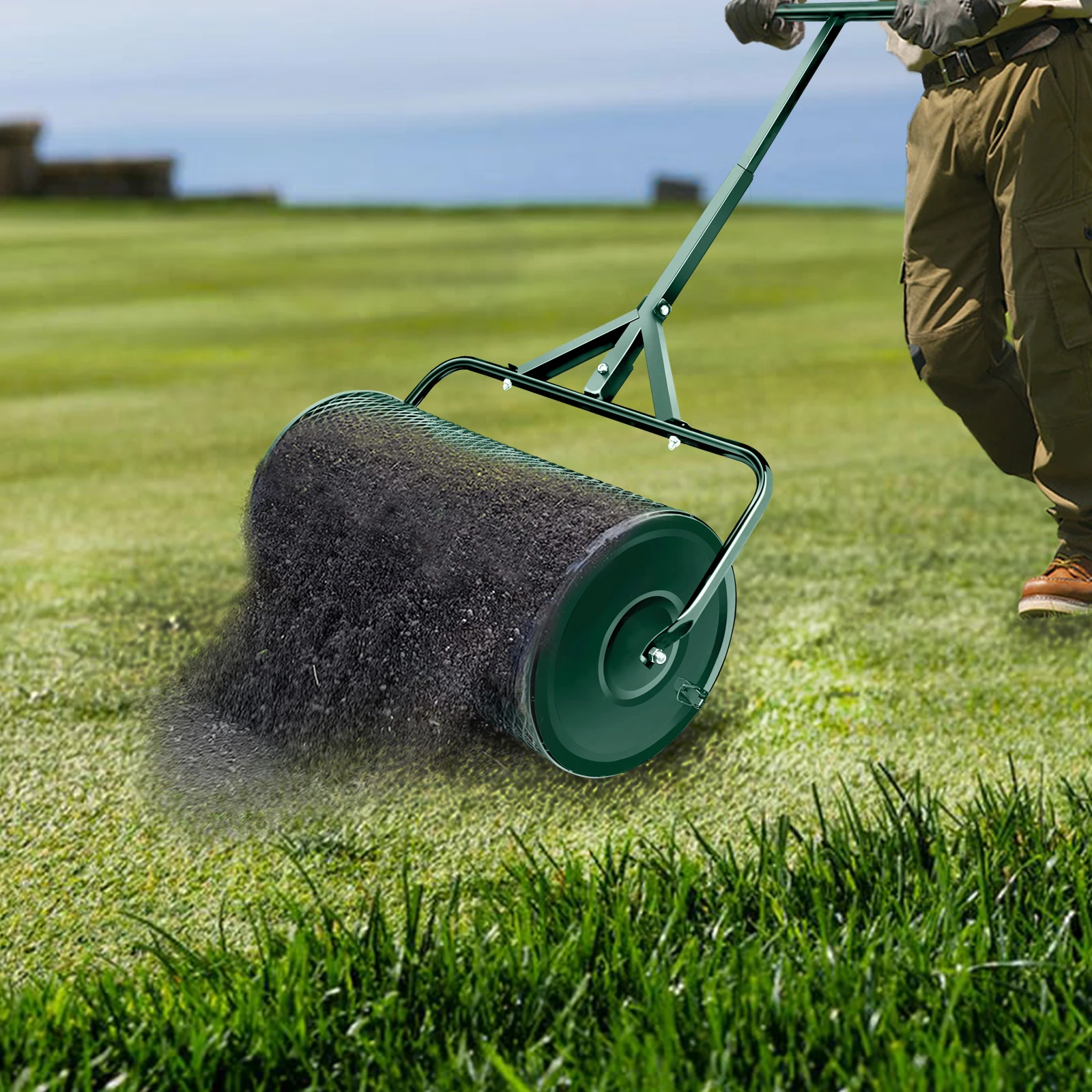 

Т-образная ручка для компоста, торфский мх, разбрасыватель маниров из металлической сетки для газонов, посады сада, инструмент для дробления винограда