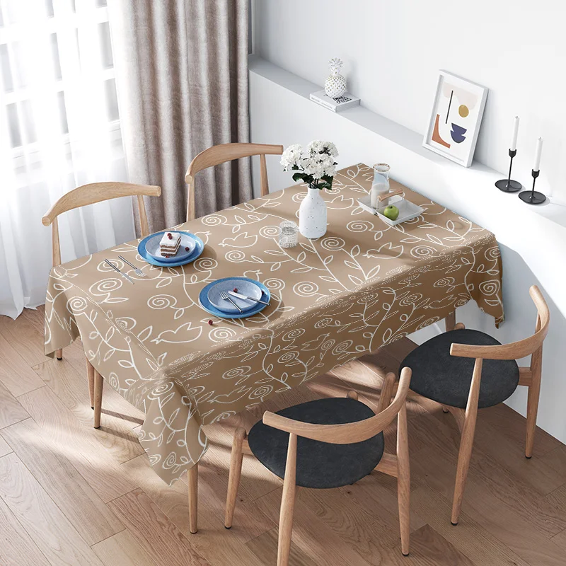 

Modern Floral Tablecloth Elegant Dining Room Decor Set Of 2 White Flower Print Dinner Mats Rustic Table Cover For Home Parties B