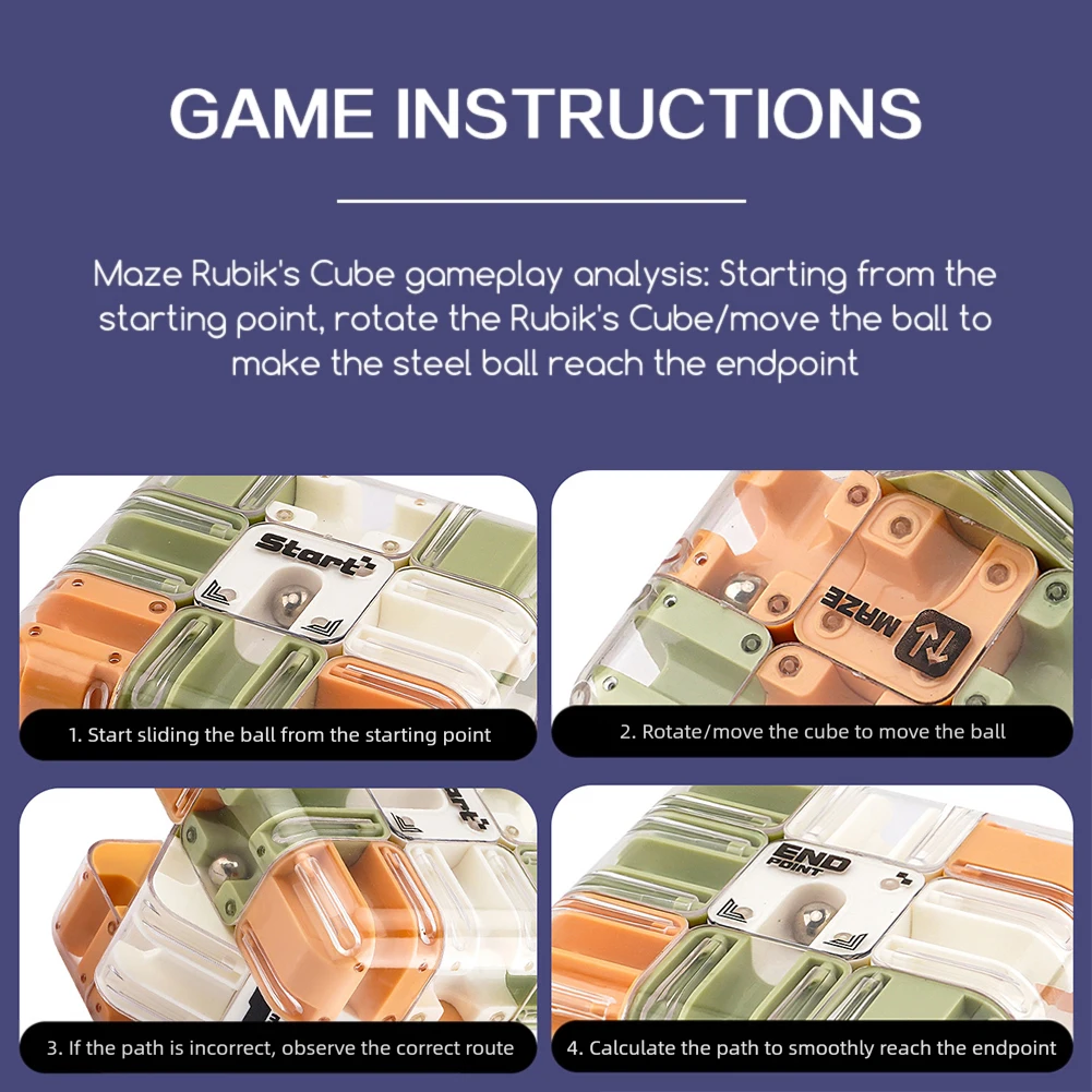 Große Labrinth 3D-Rätsel Labyrinth Cubes Maze Cubes Puzzle mit rollender Kugel, das Hirnteaser-Spielzeug für Kinder Geburtstag präsentiert