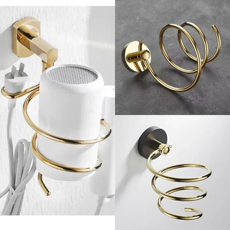 brass-bathroom-holder-hair-dryer-holder-organized-rack-etagere-wall-mounted-hair-straightener-stand-bathroom-shelf-accessories