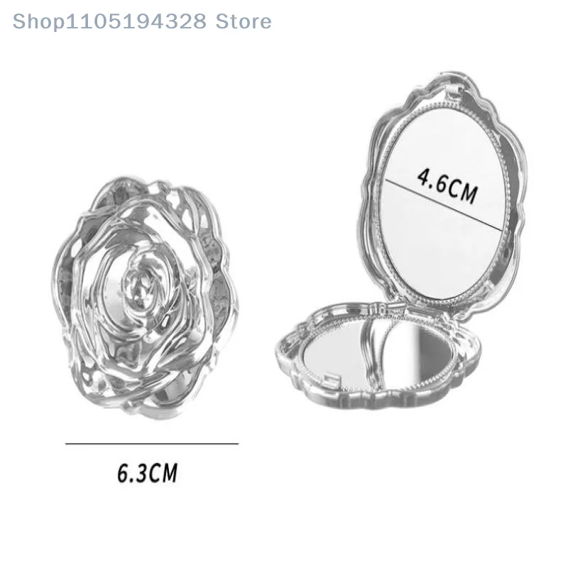 [MP] 1 قطعة مرآة جيب صغيرة بتصميم وردي مزدوج الجوانب محمولة باليد أداة تجميل مستحضرات التجميل المدمجة