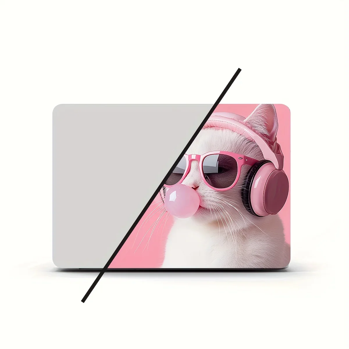 Vinyl Cute Cat Laptop Case Sticker, 2pcs/Set, Scratch Resistant DIY Art Case, Universal Netbook Skin Sticker