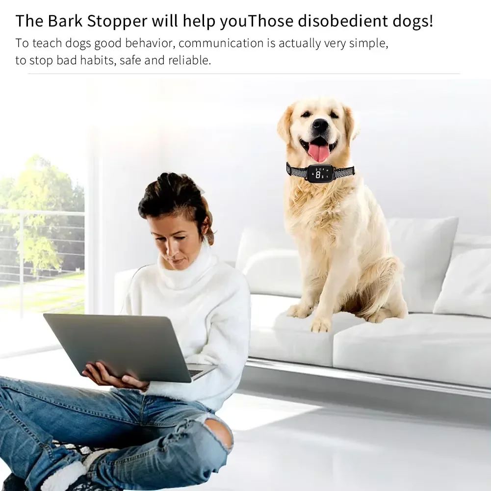 IP67 Waterproof Smart Automatic Anti Barking Dog Collar HD Digital Display Collar For Dog Rechargeable Bark Stopper Stop Barking