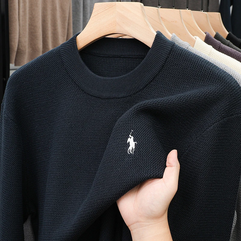 

Knitted Sweater Men's Sweater Autumn and Winter New Style Round Neck with Embroidered Base Shirt Men's Top Trend