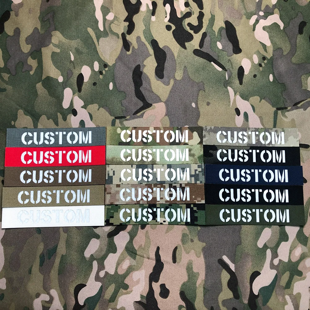 Reflective Material Custom Laser Cutting Patch Name Tapes White Letters Twoline Morale Tactics Military Airsoft