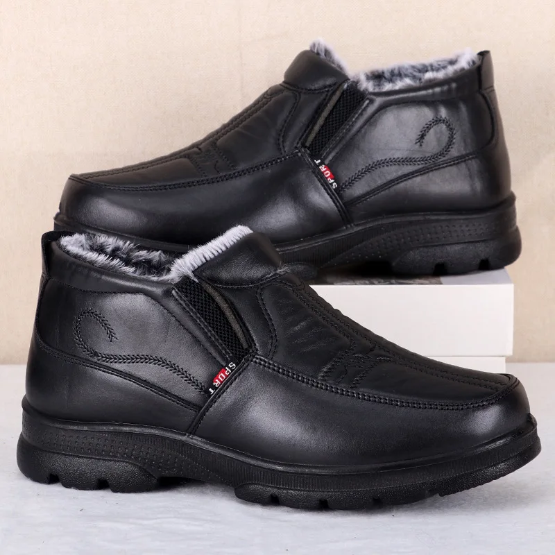 Herren Dicke Plüsch-Antirutsch-Warme Schneestiefel, Leicht An- und Auszuziehen, Formelle Winterschuhe für Herren – Detail 2