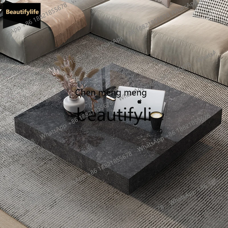 GG Full Rock Plate Coffee Table High-End Light Luxury Modern Living Room Home Square Customizable Size