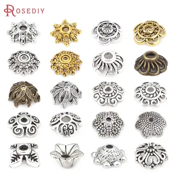 צבע כסף עתיק סגסוגת אבץ curl ענן פרחים חרוזים כובעי תכשיטים שהופך את אספקת תכשיטים דיירי ממצאים אביזרים סיטונאיים