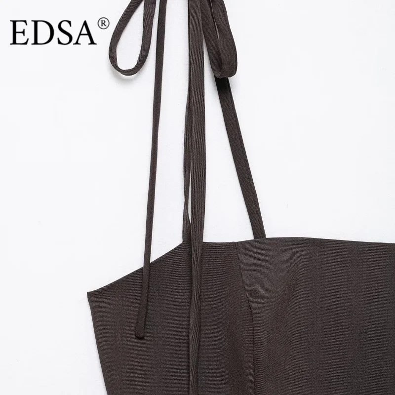 EDSA femmes chemisier extensible avec bretelles arcs décolleté droit fermeture éclair latérale été Sexy dos nu femmes hauts