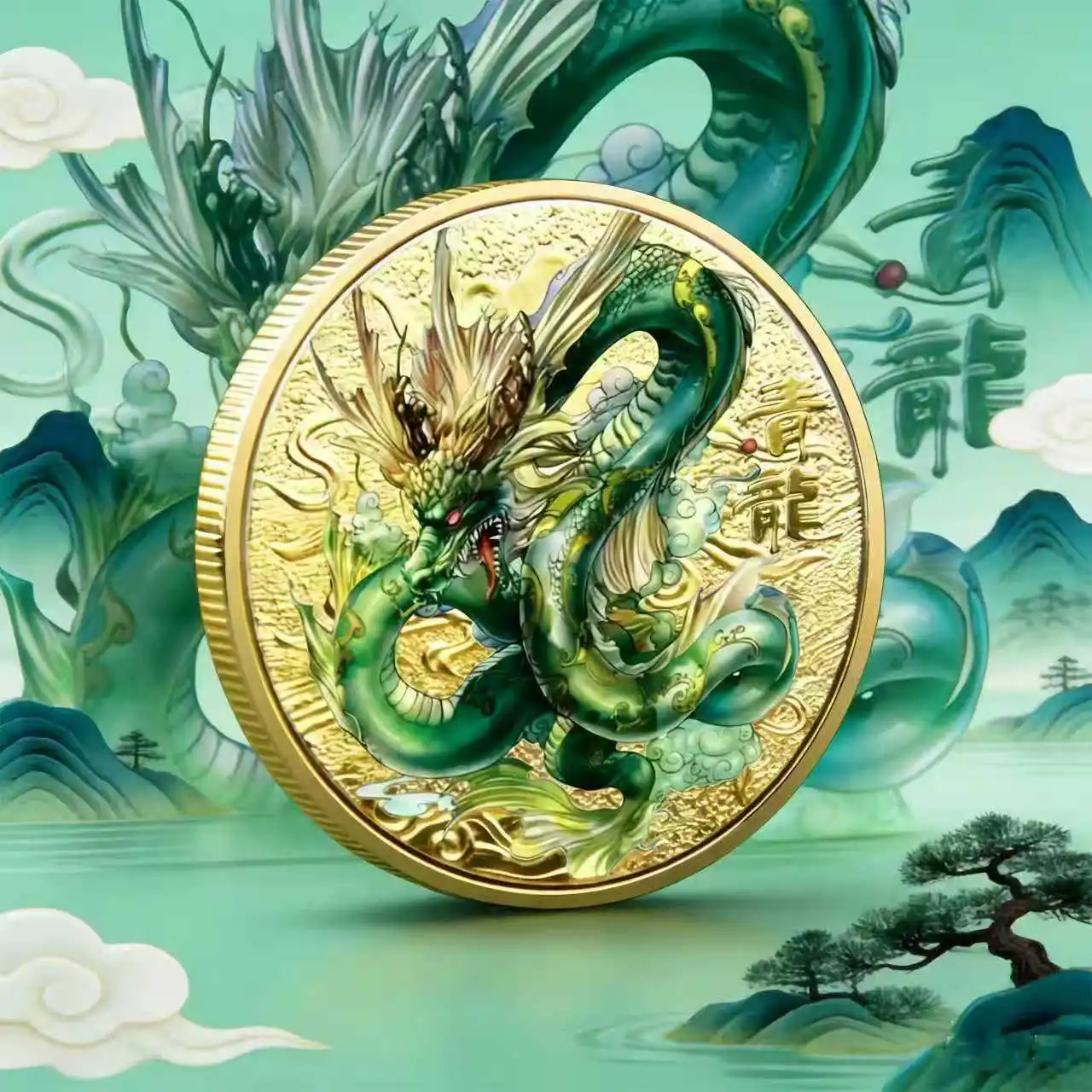 Chinese Mythological Divine Beast Commemorative Coins Mysterious Eastern Beasts That Ensure Good Luck and Peace Guard a Plot