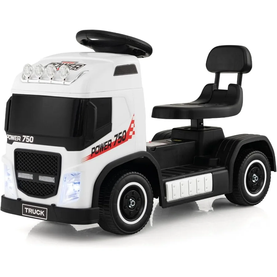 電動乗用玩具 プッシュカー 6V 足踏み式 幼児向け ライト 音楽 高さ調節可能 バッテリー駆動 乗用トラック