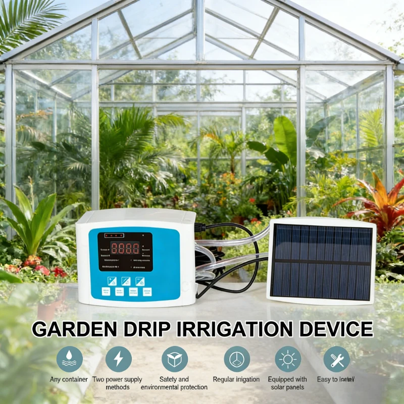 Outil d'irrigation automatique de jardin, double pompe, minuterie, énergie solaire, dispositif d'arrosage goutte à goutte intelligent pour plantes