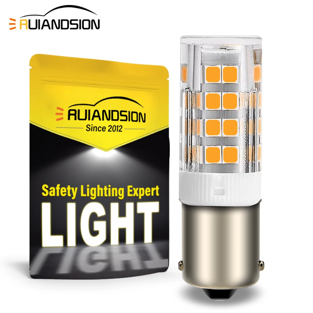 BA15S 1156 LED BA15D R5W Warm White Signal Lights Camper Lamp Bulb AC/DC 12-24V for Motorcycle Truck Car SUV Boat 2Pcs