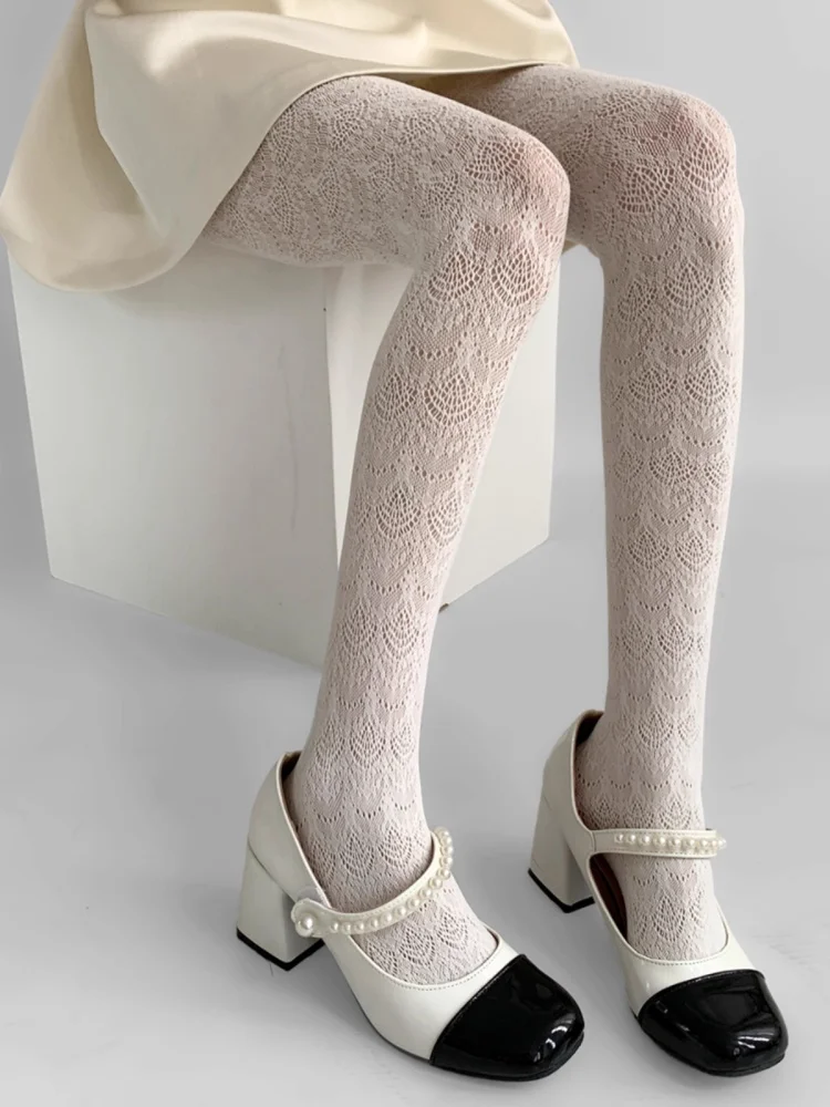 Lolita Fashion Sexy Lace Silk Pantyhose Hollow out Tattoo Design Women's Stockings Carving Tights Lolita Collant Femme