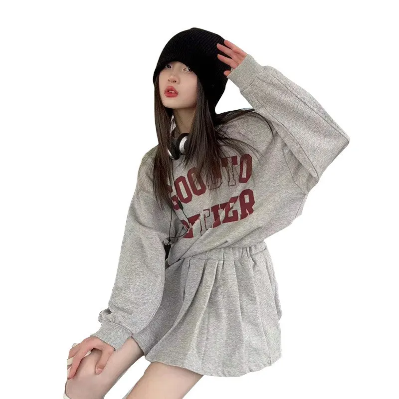

2024 Spring Girls Clothes Sets Top hoodies Skirt Two Pieces Korean Junior High School Student Clothing Set for Teens 5-14 fille