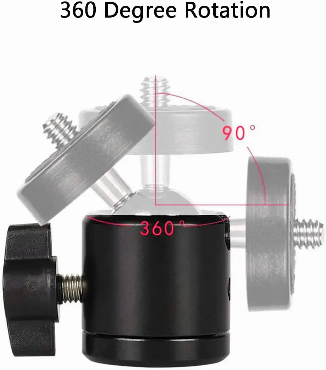 Cabeça Esférica Mini Rotativa Universal de 1/4 de Polegada, 360 Graus °   Adaptador de base giratória, compatível com câmeras DSLR, dispositivos HTC Vive, tripés.